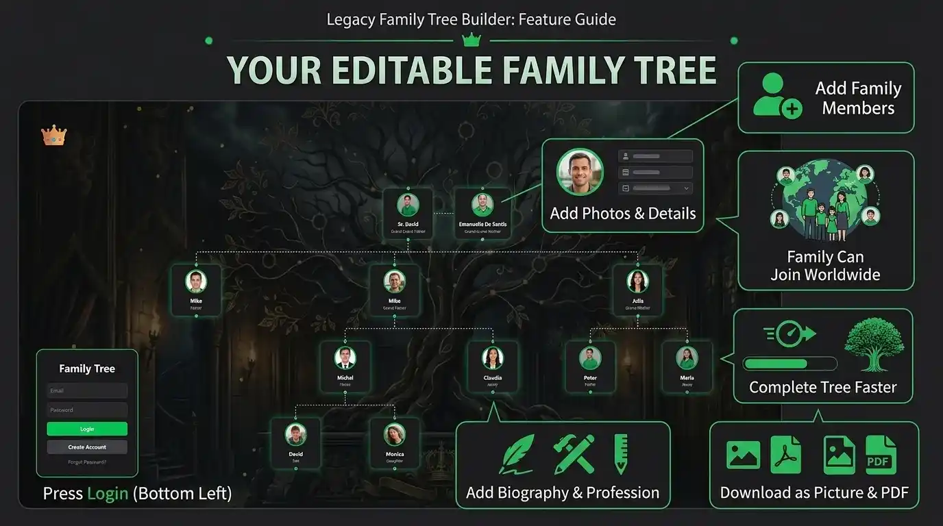 Adding and editing family member details in the tree editor