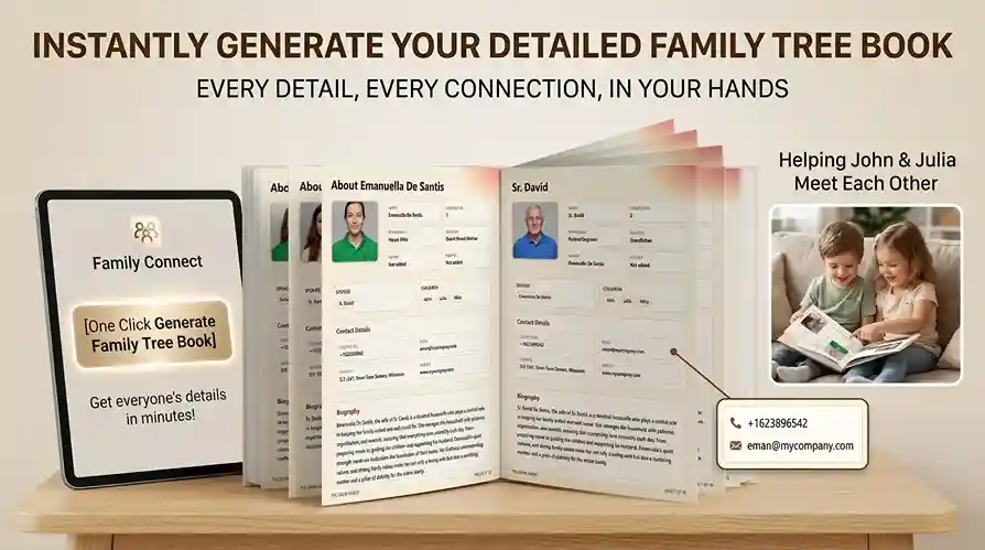 Instantly generate your detailed family tree book with member pages